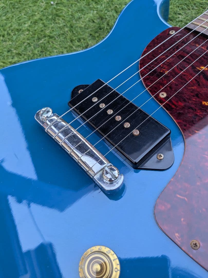 Maison TV YELLOW P90レスポールjrダブルカッタウェイ青ブルー