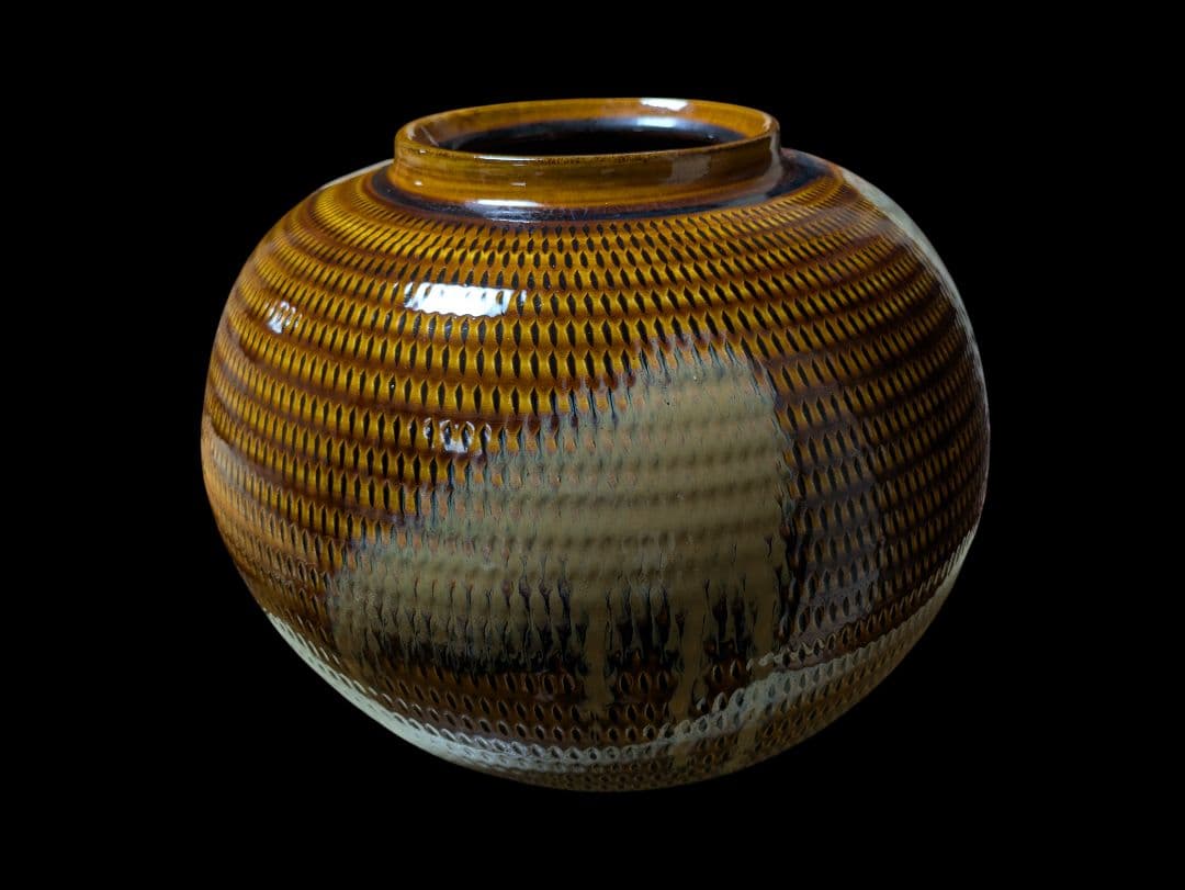 小石原焼 大壺 飛び鉋 28cm 特大 壺 花器 民藝 民陶 スリップウェア系