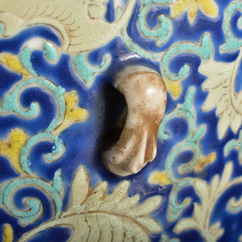 中国　粉彩　花唐草文　水盤　鉢　V　R6561