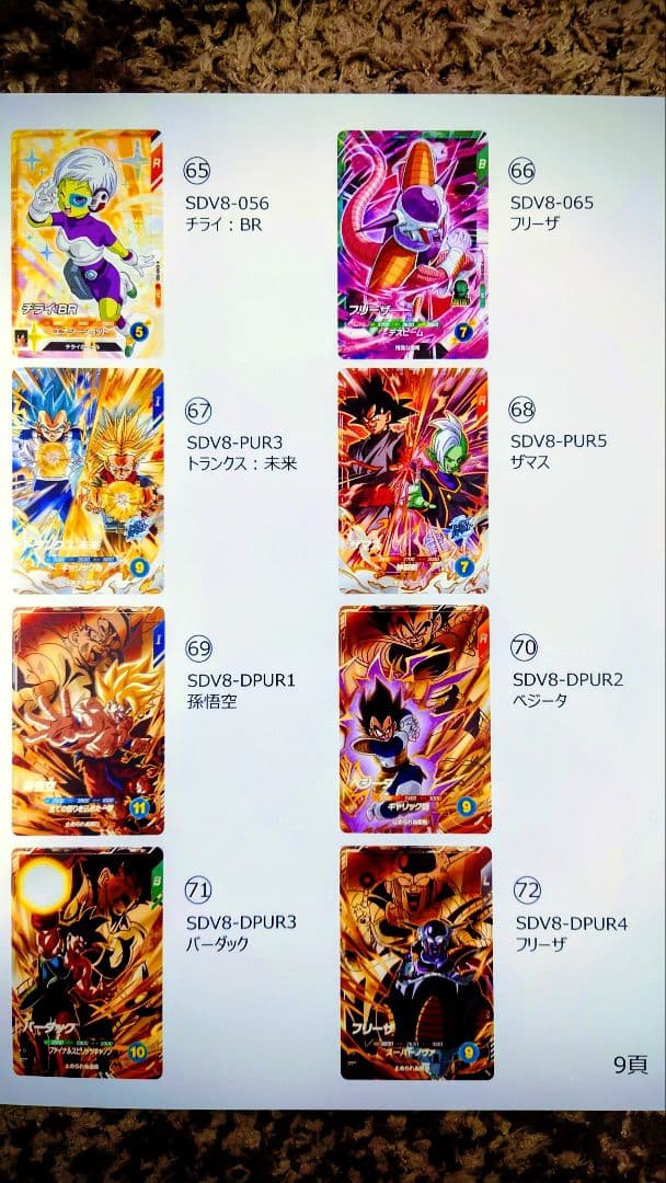 ドラゴンボールSDBH、SDVカード