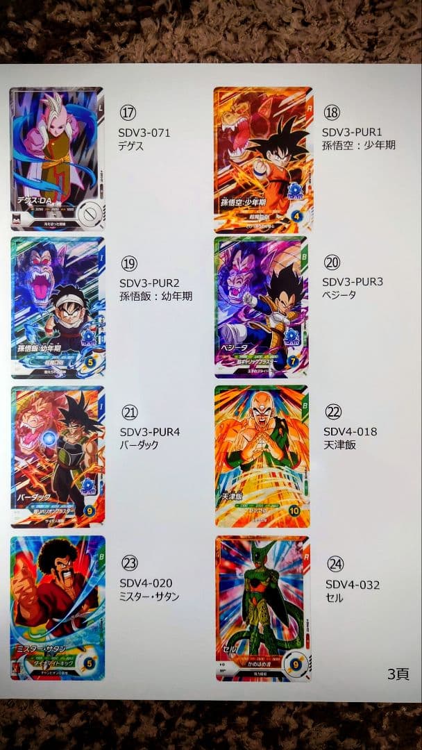 ドラゴンボールSDBH、SDVカード