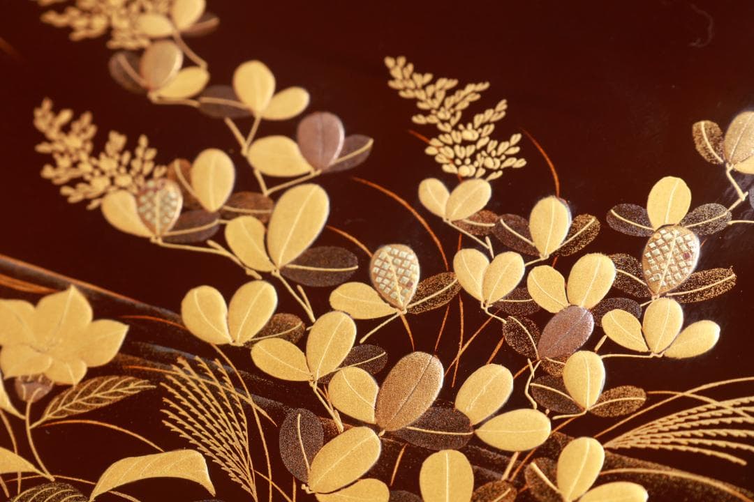 BJ062 木製漆器　萩野月蒔絵　吸物盆　吸物膳　十客　絵違い　図替わり　共箱