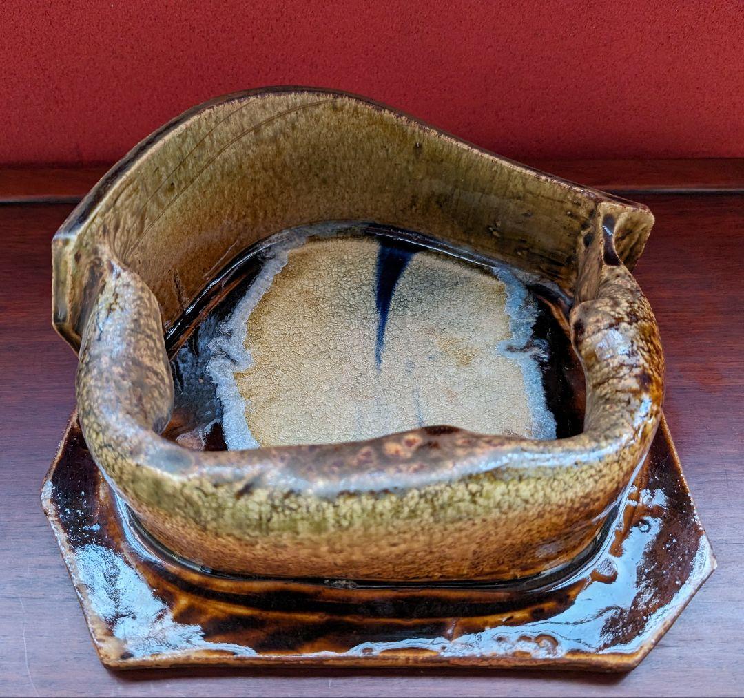 【高光一生】 陶芸 灰皿 オブジェ 花生 小物入れ インテリア 一点物 爬虫類