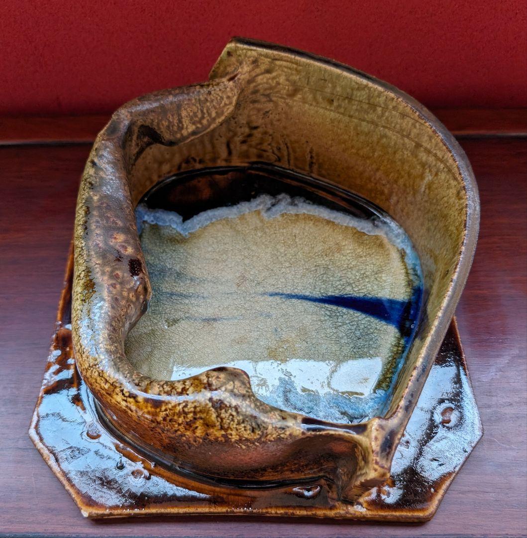 【高光一生】 陶芸 灰皿 オブジェ 花生 小物入れ インテリア 一点物 爬虫類