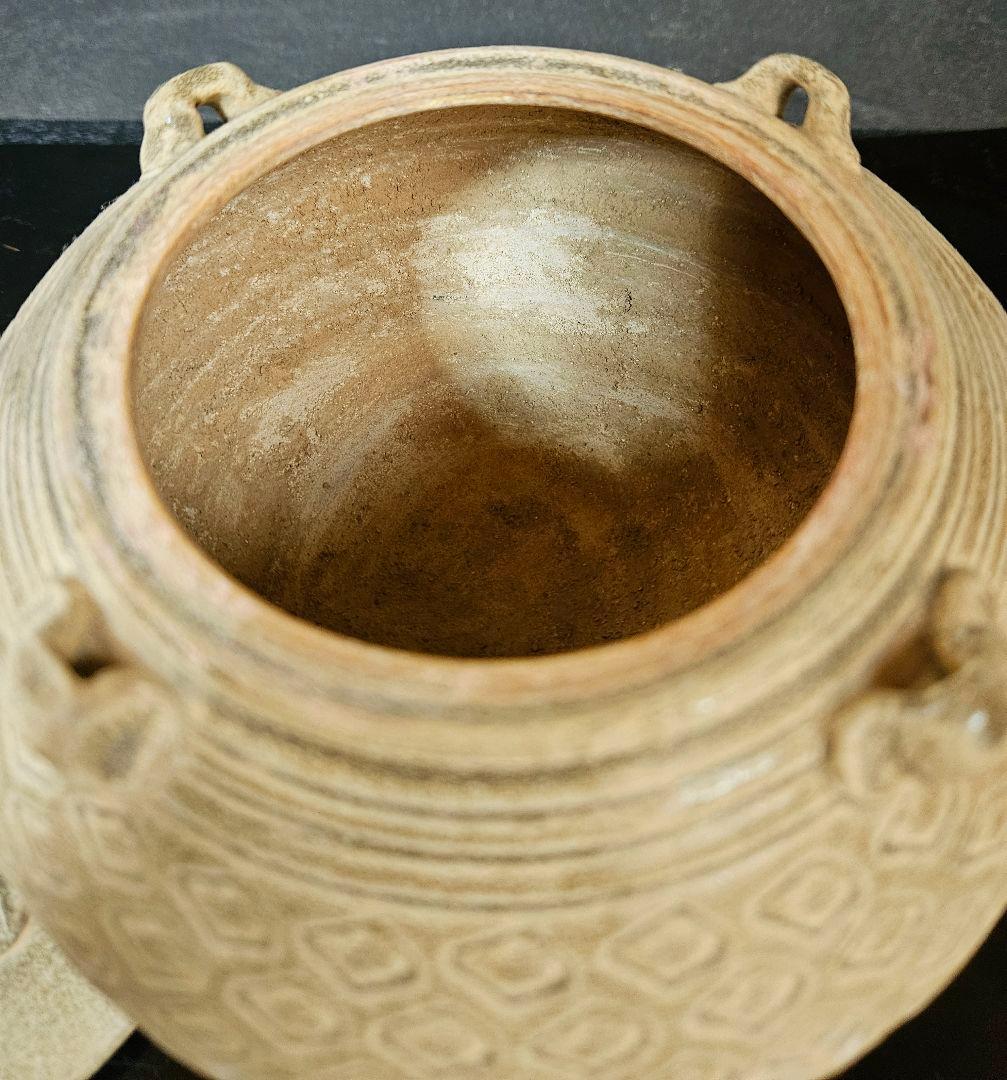 【名品❗】中国古陶磁器　宋時代　古越州窯　ツガイ鳥摘み　亀甲文　四耳　蓋物　香炉