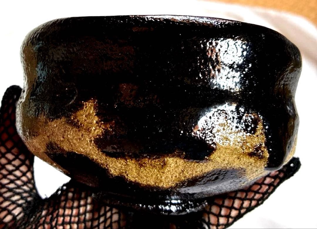 ✨美品✨黒楽『あら磯』茶盌　のんこう写『伊東桂楽 造』✨共箱　外箱　共布　歴栞