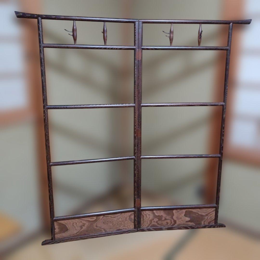 【昭和レトロ】衣桁　着物かけ　木製　フック付き　服かけ