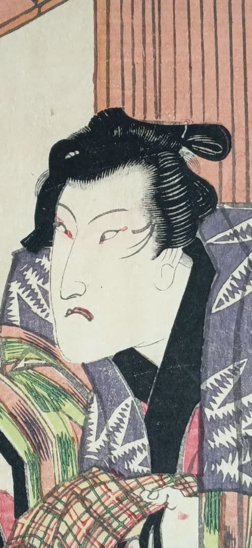 浮世絵版画、仮名手本忠臣蔵瀬川菊之丞、歌川国貞画三枚綴り内の1枚売り文政9年出版