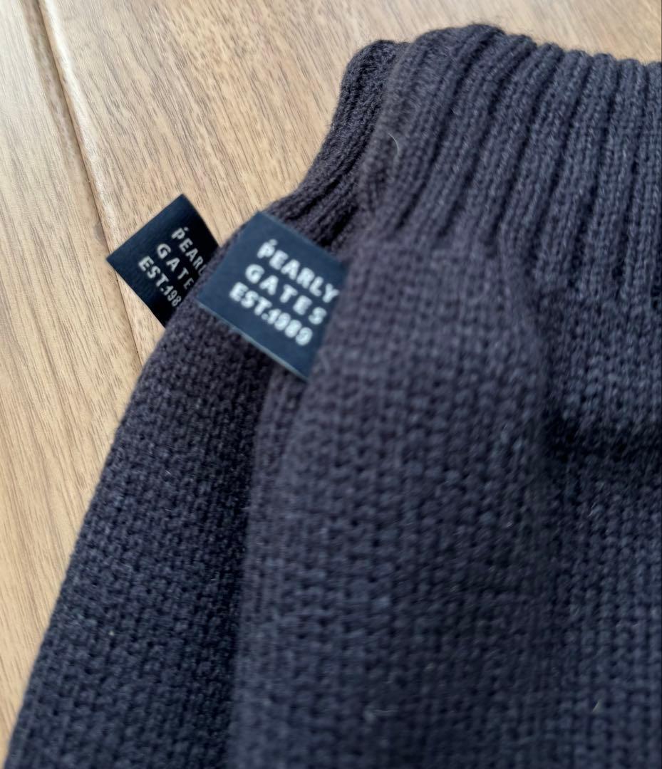 パーリーゲイツ 星マークつば付きニットワッチ&レッグウォーマー　ネイビー