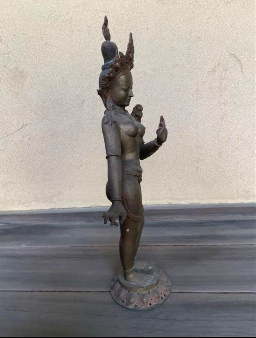 チベット女神像　銅製の仏像　42cm アンティーク　骨董