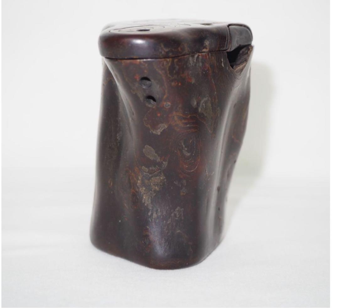 送料無料　時代物　黒珊瑚　海松　煙草入れ　重123ｇ　提げ物