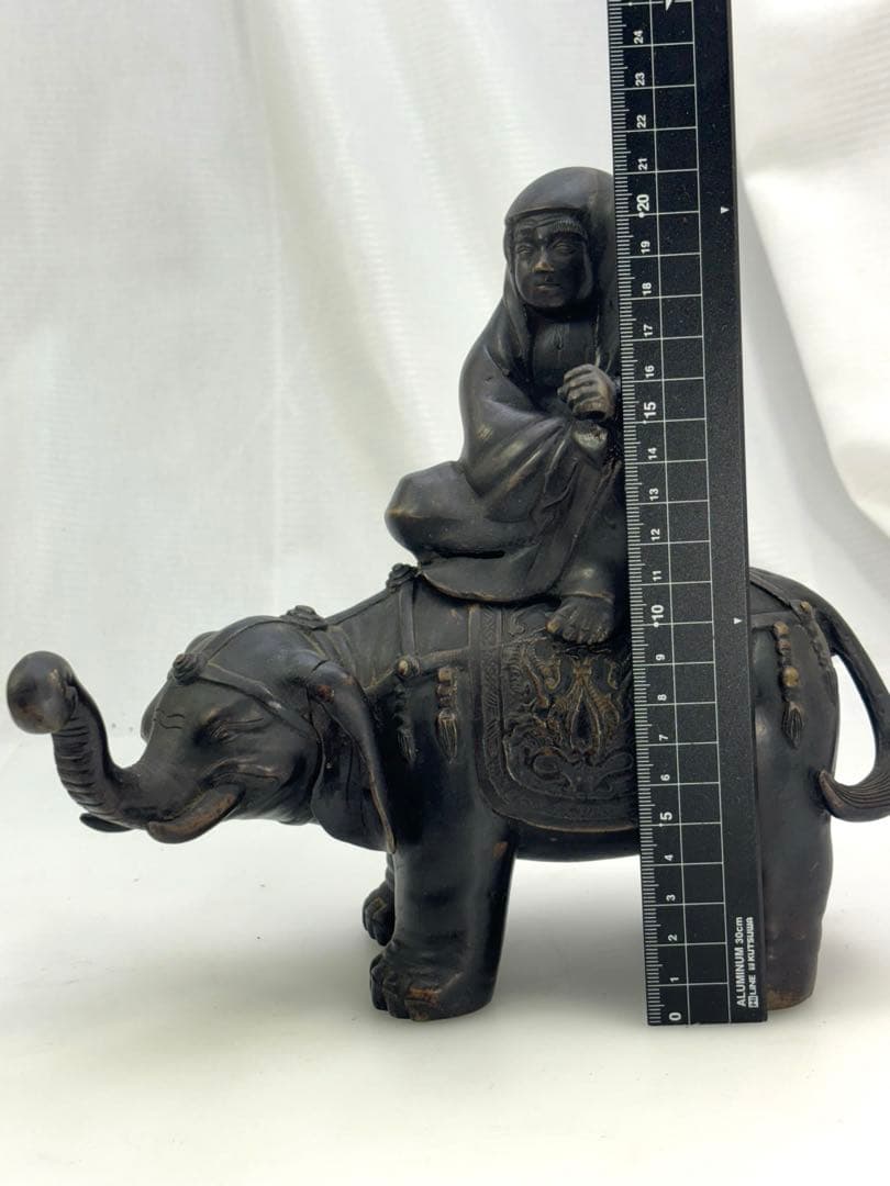 中国美術 古銅 象上達磨大師 香炉