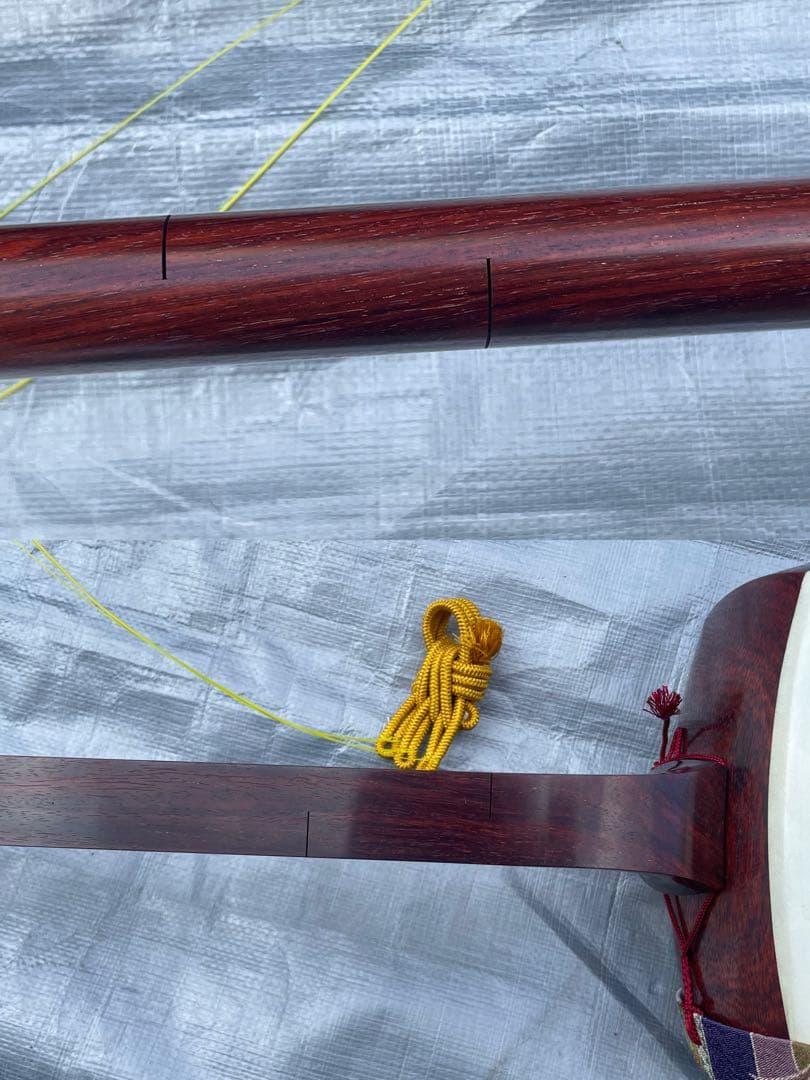 紅木三味線 小唄用 ケース付 付属品一式 現状品