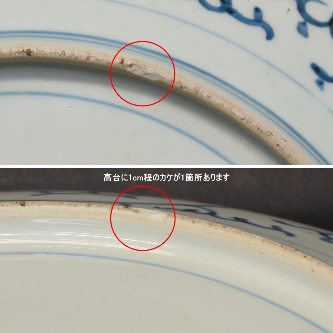 ⭕395 古伊万里写し 染付 全蛸唐草文 大皿 無傷 直径43cm 飾り皿盛り皿