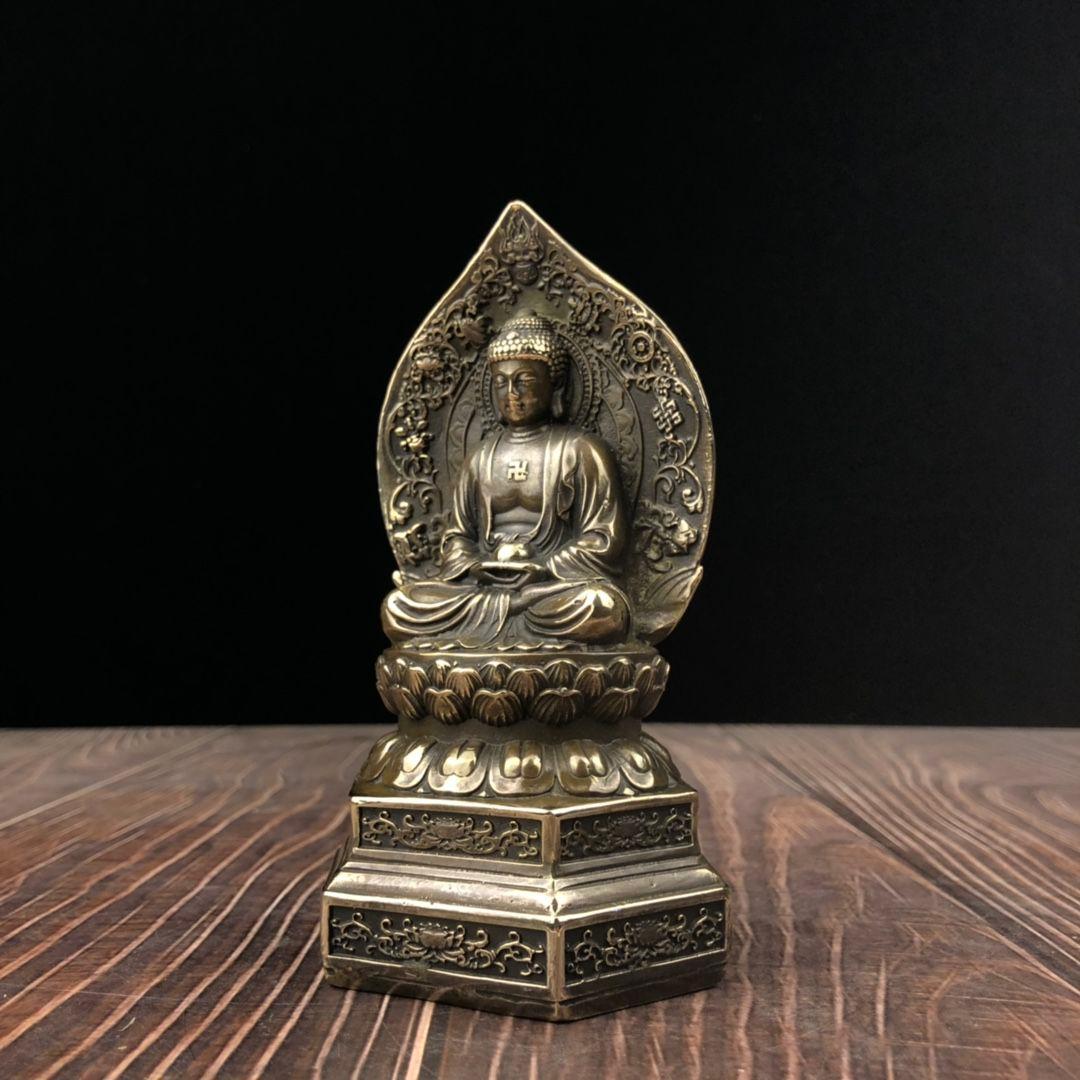 仏教美術 西方三聖坐像 地蔵 菩薩 観音 銅製 仏像 彫刻 置物 開運 風水