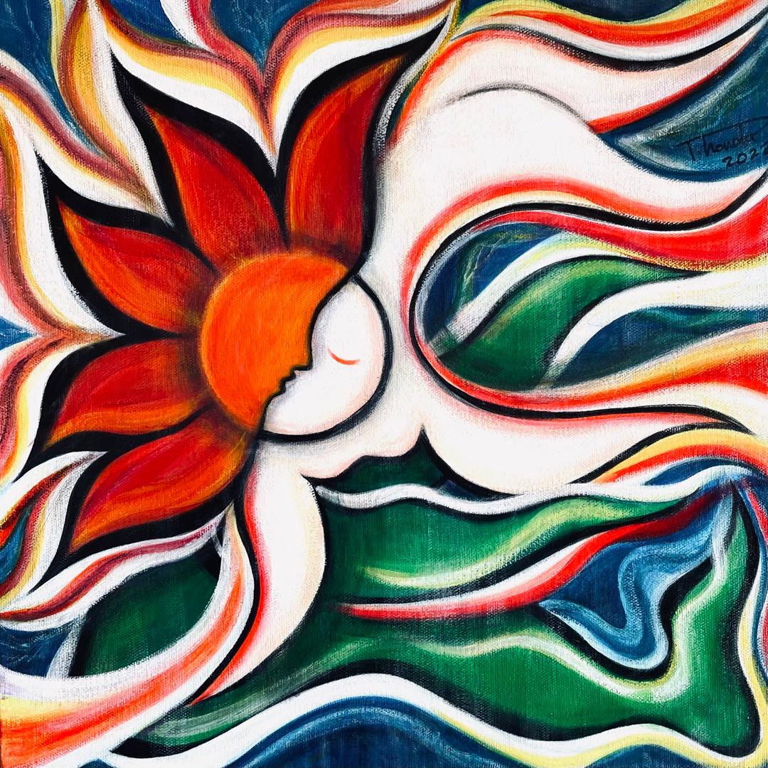 【kiss】　アクリル画　手書きの原画　ご自宅、お店に　現代アート