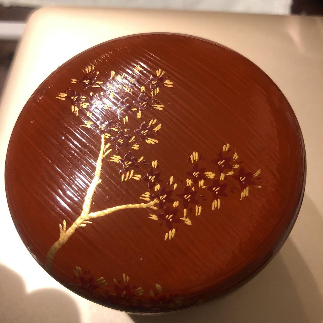 茶道具 蒔絵 上棗 光雲作 朱色