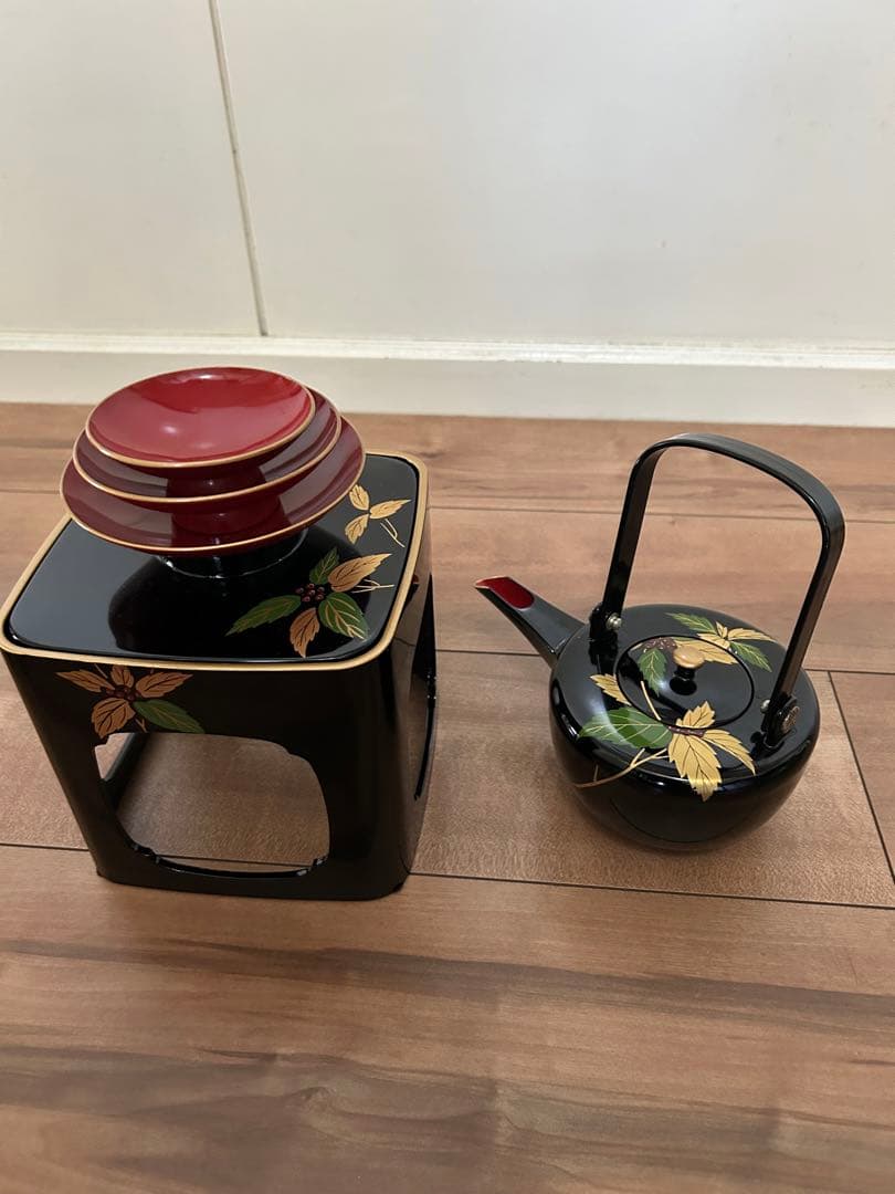 (高級) お屠蘇器 漆器 伝統工芸 お祝い 胴張四ッ揃い 6点セット