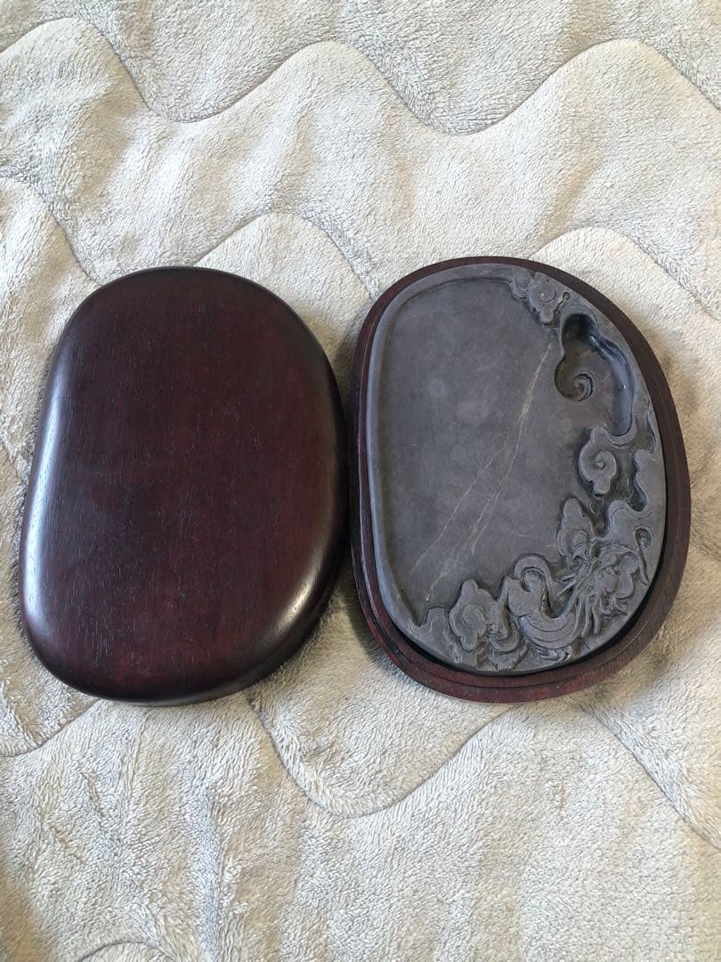 硯 老坑 蕉白 金綫 雲龍文 書道具硯　すずり 端溪硯 水岩 文房四寶 端渓硯