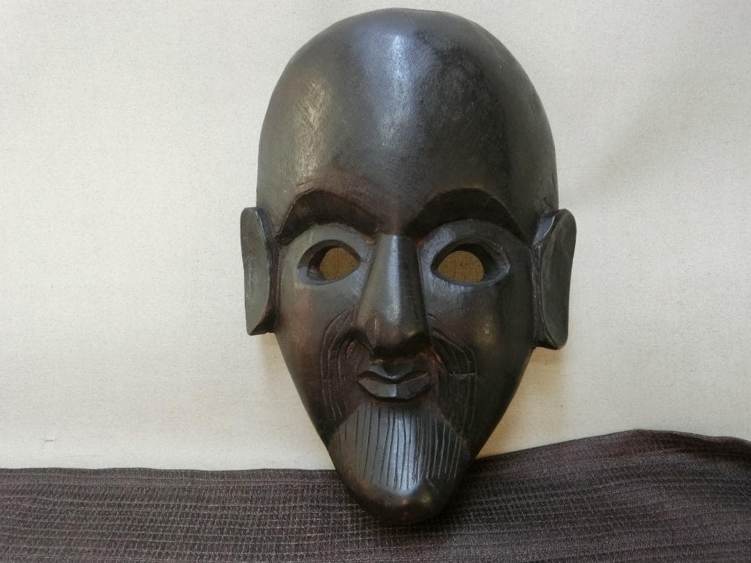 インテリア！【木彫面　民族面　黒時代色　神像　外国物・G11・仏教】★鑑賞　研究