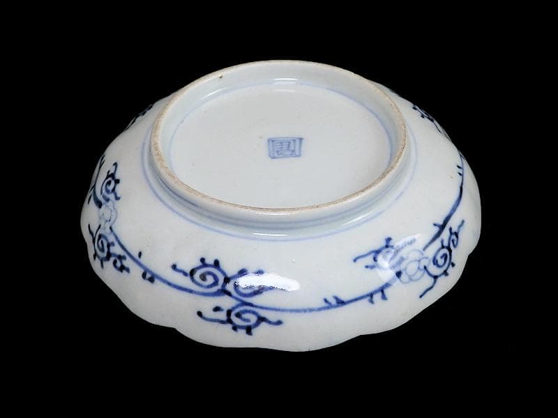 古伊万里　染錦　菖蒲に菊の図　４寸皿　４客　D870AS-BXo