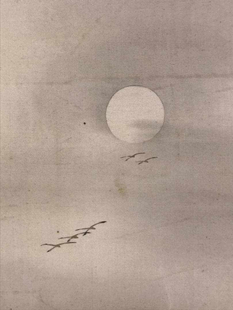 【真作】川辺華堂/月明田家之図/山水図/砧図/掛軸/名家伝来/AD-764