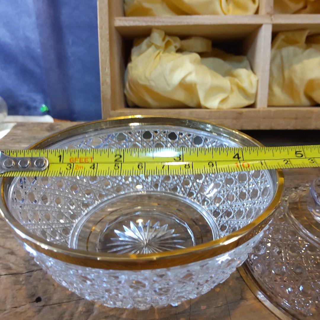 須田秀石⑥　茶懐石用　クリスタル　　籠目文四ッ碗　五客セット＋（蓋のみ1つ）