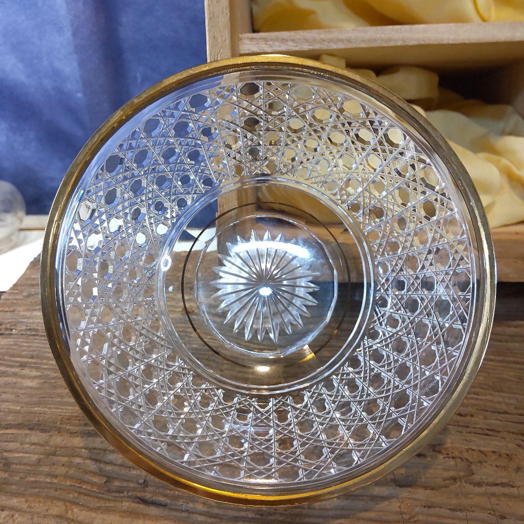 須田秀石⑥　茶懐石用　クリスタル　　籠目文四ッ碗　五客セット＋（蓋のみ1つ）