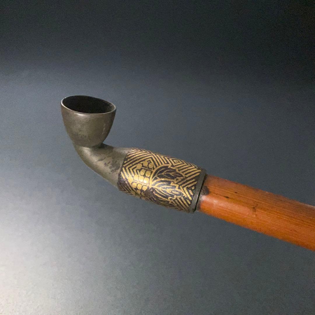煙管キセル　桐　象嵌　アンティーク　骨董　6R1255お2