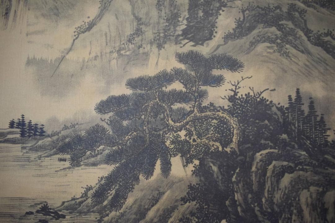 長康/山水人物図/掛軸☆宝船☆Y-814　JM