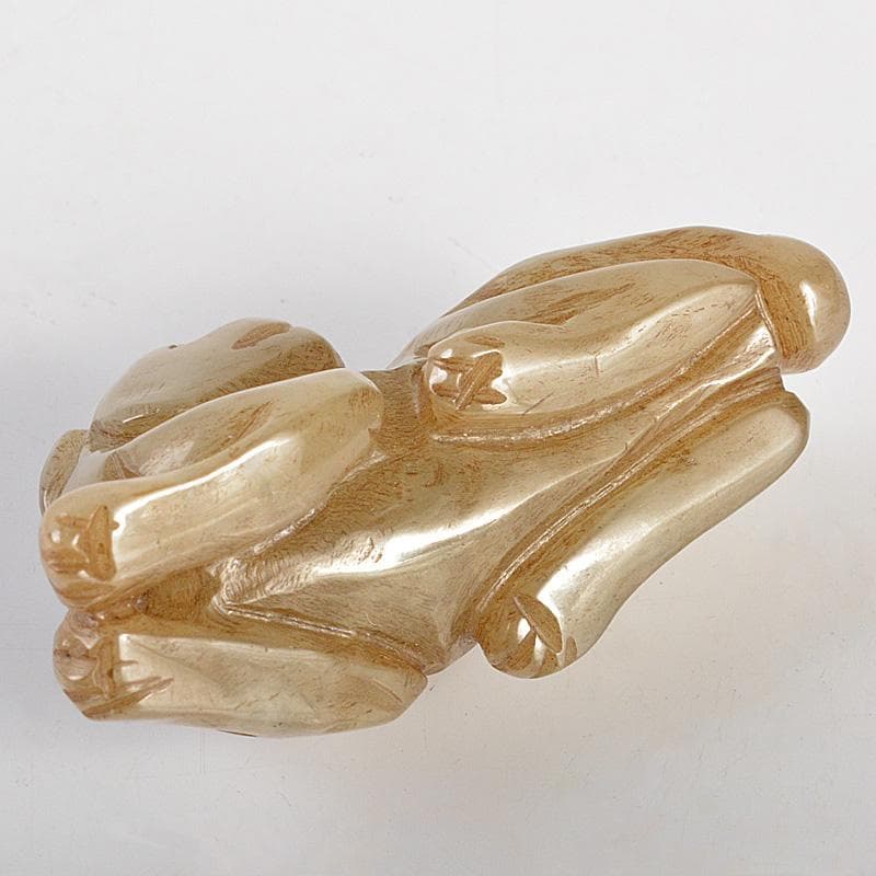 中国　玉石彫刻　神獣刻　根付　紙鎮　置物　C　7210E