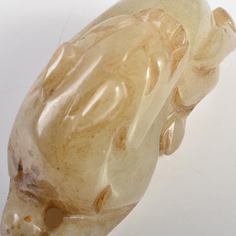 中国　玉石彫刻　神獣刻　根付　紙鎮　置物　C　7210E