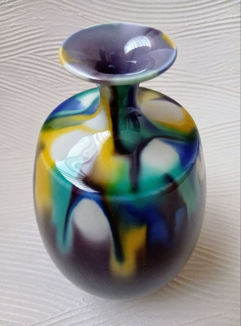 徳田　八十吉　三代　九谷焼 花瓶