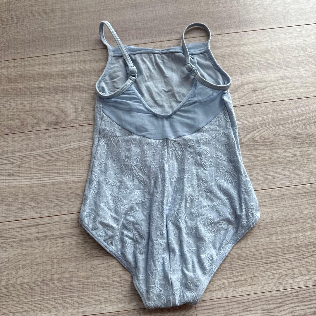 チャコット　水着　ブルー　バービー刺繍のレオタード　130