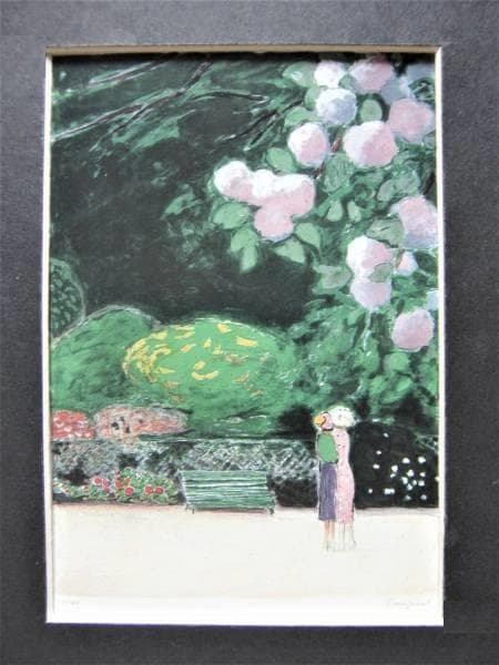 カシニョール、「ないしょ話」、希少な大判額装用画集より、新品高級額装付