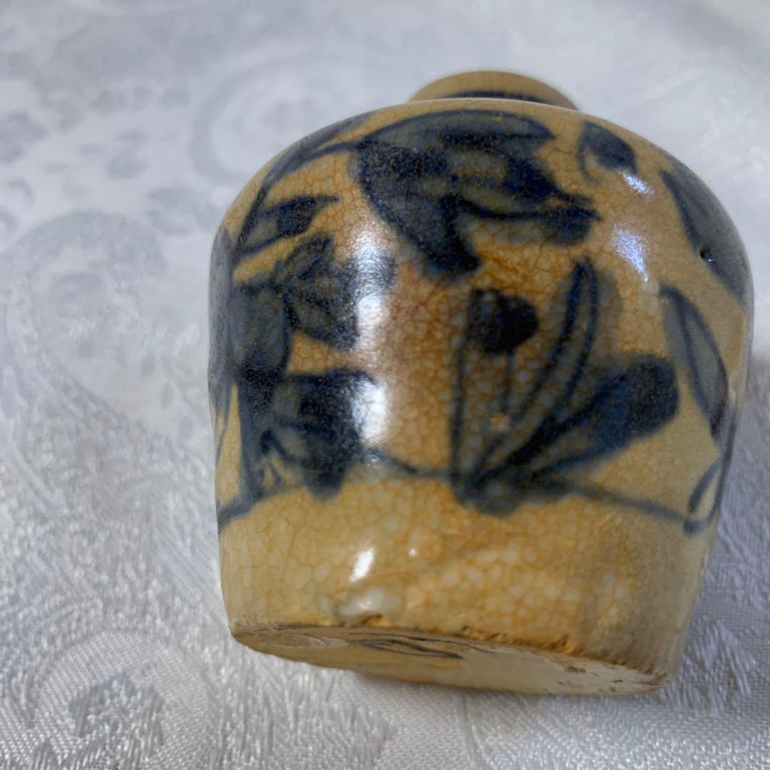 茶道具アンティーク安南染付　茶入　明骨董品