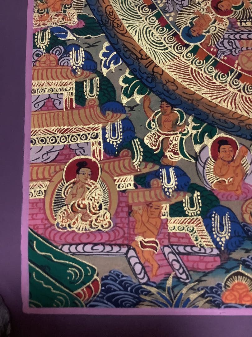 《 チベット密教　新品　1点物 》 手描き　曼荼羅　仏陀　釈迦　仏画　仏教　f4