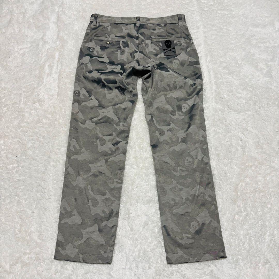 美品 マークアンドロナ パンツ グレー カモフラ 迷彩 スカル ストレッチ L