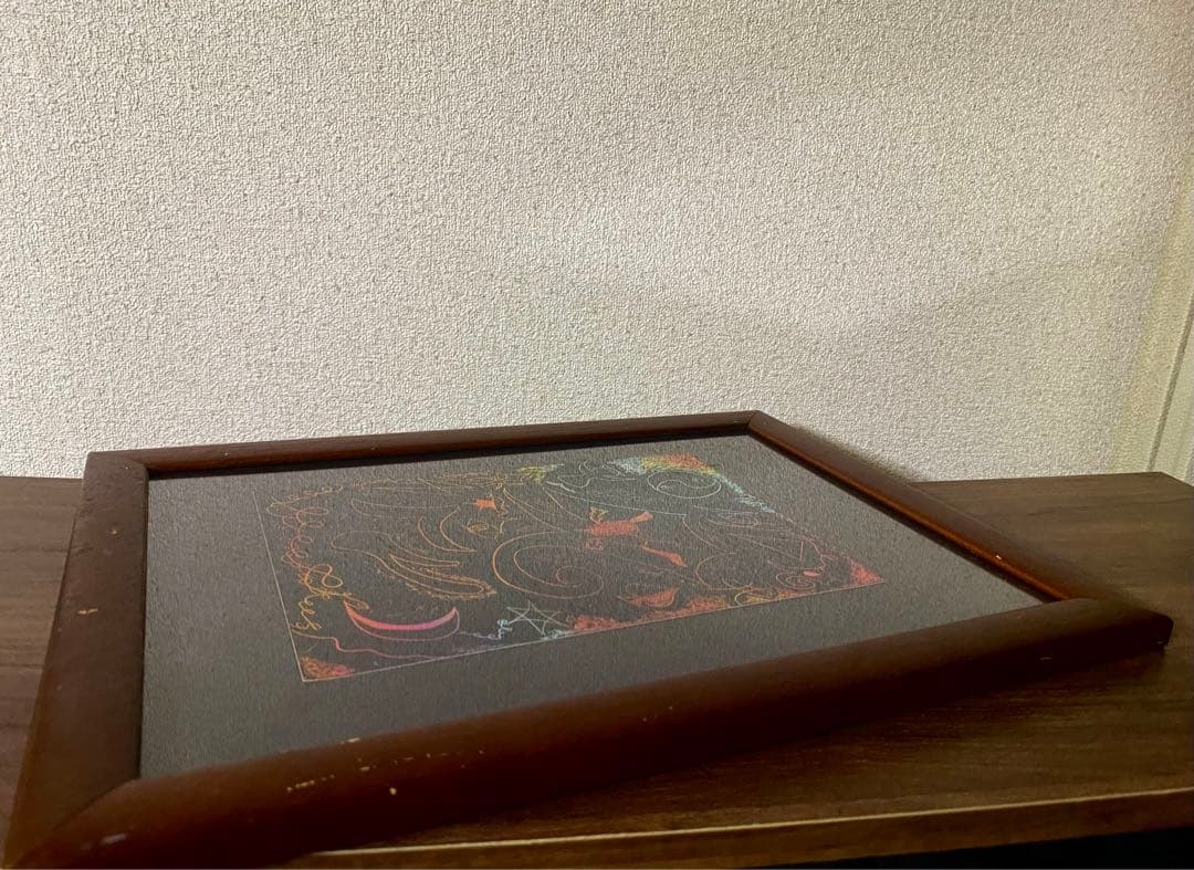 いわくつき現代絵画3点　木製額つき