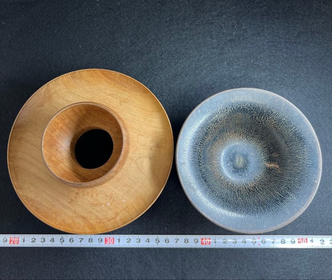 古代中国　天目茶碗　天目台付　高さ約12㎝　東Y8-0106☆2Fタルニ