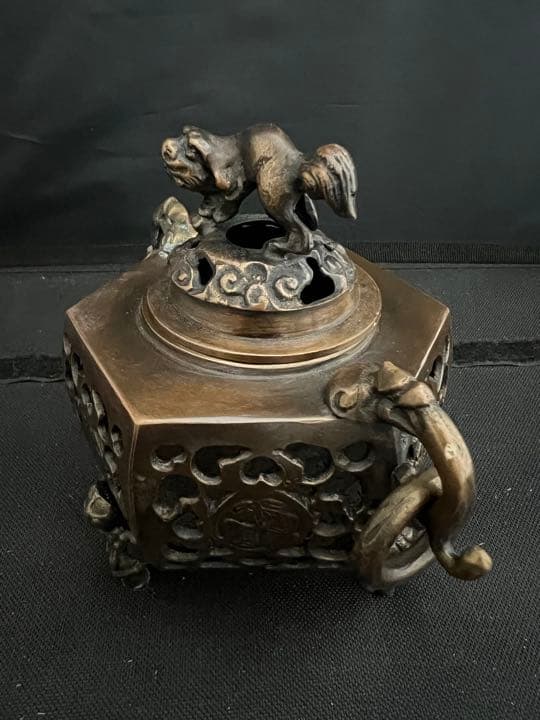香炉　旭峰　銅　遊環　彫刻 置物 開運 風水 美術 インテリア　アンティーク