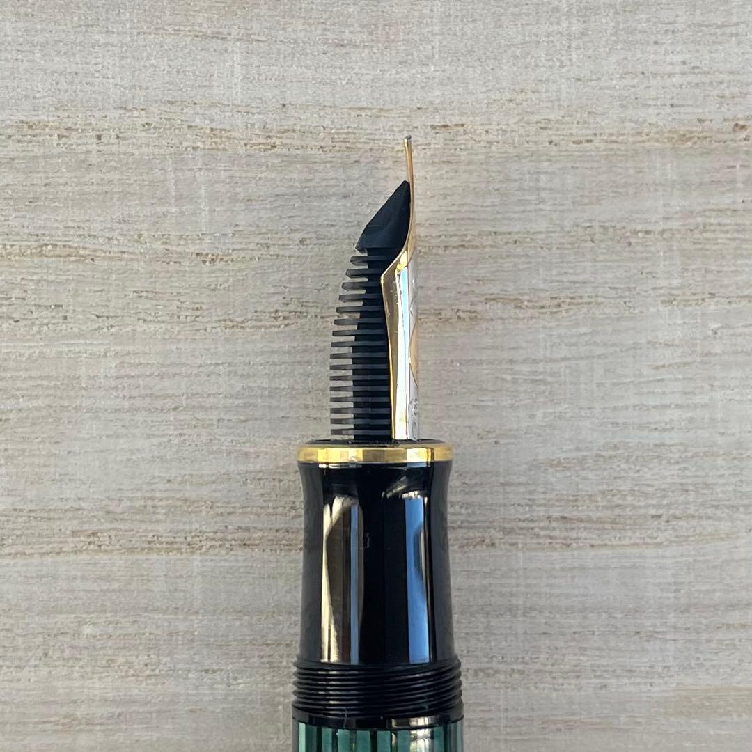 ペリカン M800 EN刻印 イタリア刻印 緑縞 スーべレーン 万年筆 字幅 M