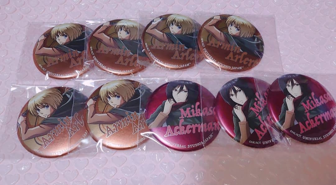 進撃の巨人 アルミン ミカサ USJ限定 缶バッジ まとめ