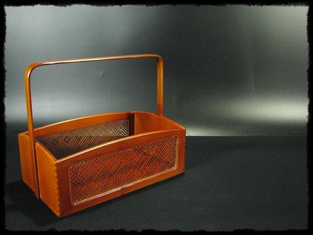 春慶 格子飾 煙草盆 組子 細工 竹 莨盆 茶道具 露地道具 f328