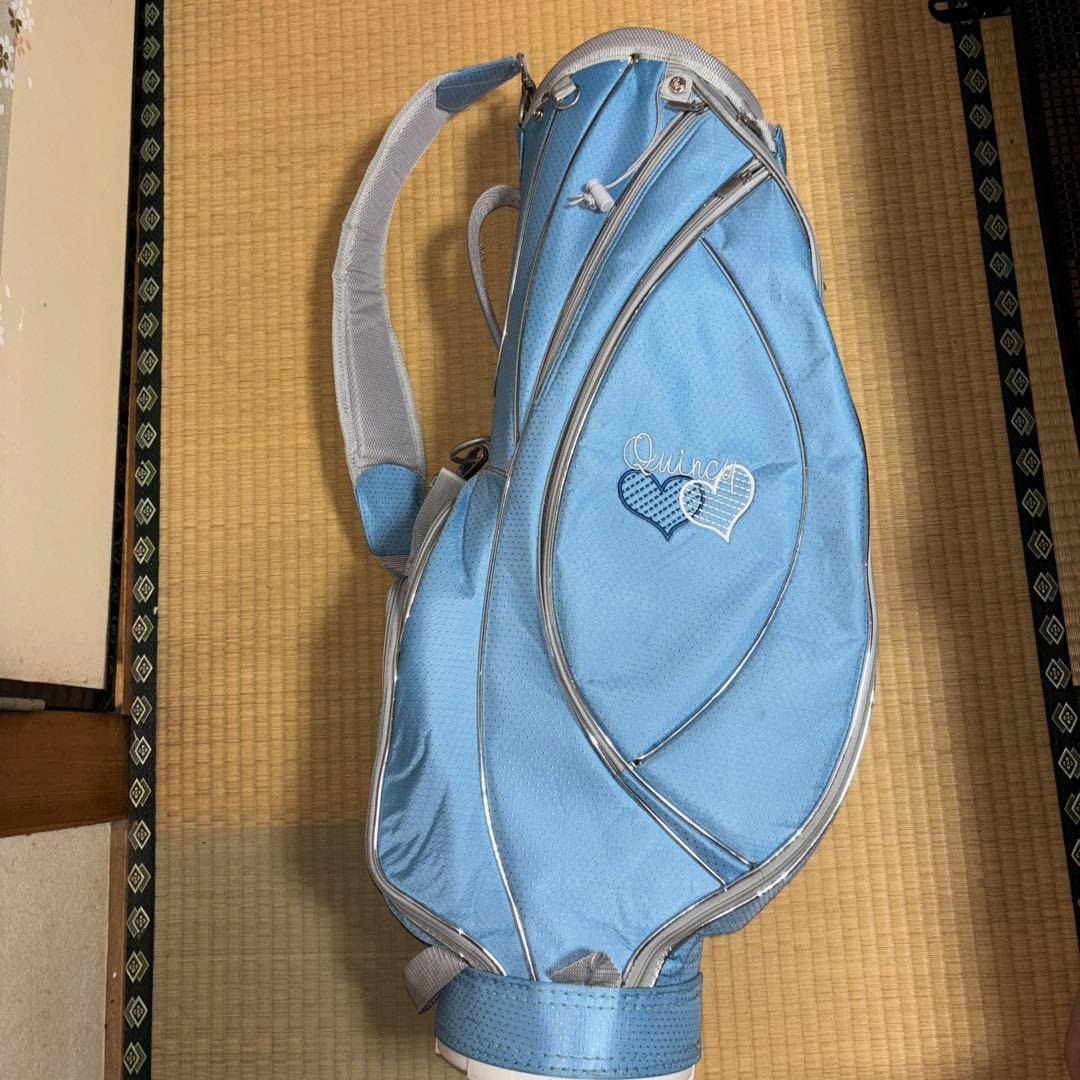 水色 ハート刺繍 キャディバッグ