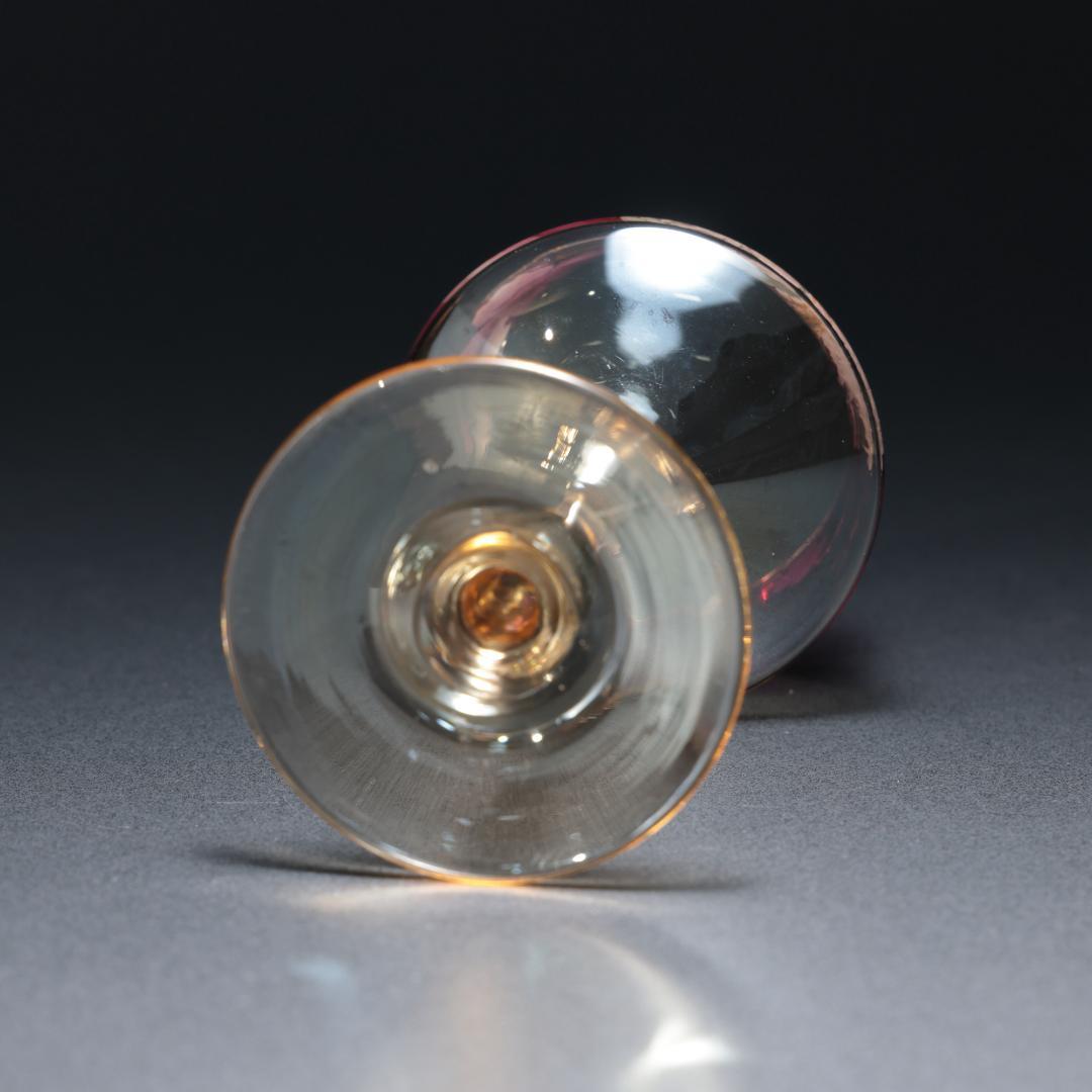 【美品】　アンティークグラス　エナメル彩　花　ポピー　色変わり　R1337ダI