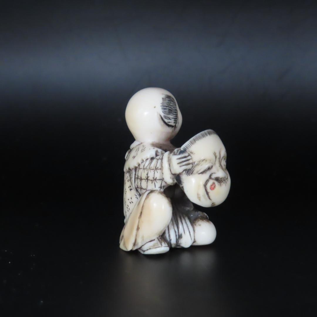 牧童と牛図蒔絵印籠（根付　唐子とひょっとこ面）