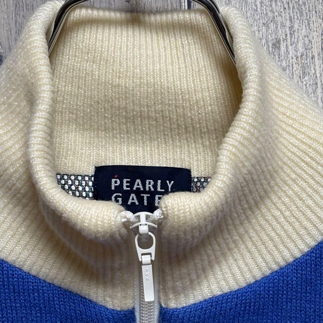 パーリーゲイツ　ニット　ジャケット ジップアップ　裏地あり　ウール混　1