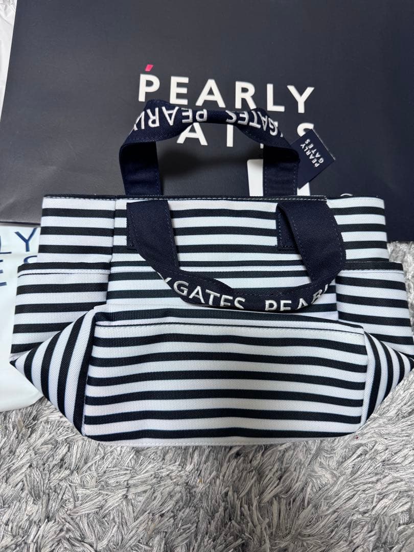 【新品未使用】PEARLY GATES ストライプトートバッグ　ラウンドバック