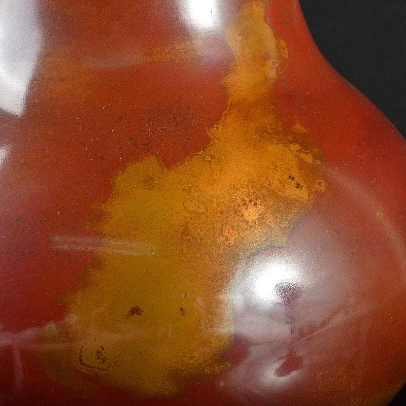 天明鋳物師　栗崎二夫作　朱銅花瓶　共箱　V　R6161B